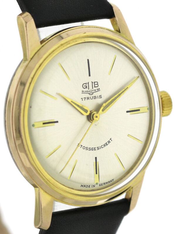 GUB Glashütte Kaliber 70.1 vergoldete Vintage Herren Armbanduhr Handaufzug 60er – Bild 5