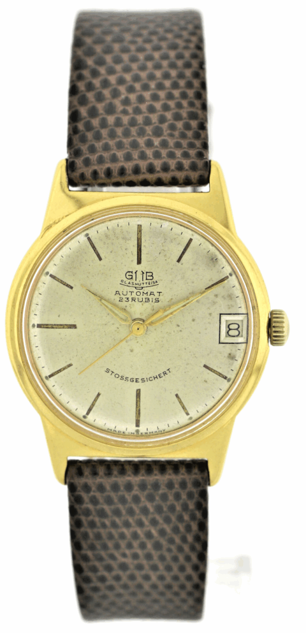 seltene GUB Glashütte Automat Kal. 67.1 vergoldete Vintage Herrenuhr 1960er – Bild 2