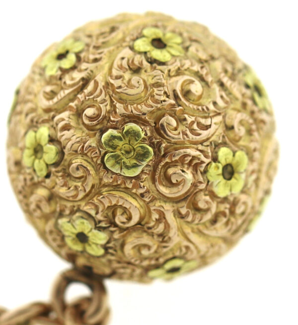 Rarität Lepine Le Roy Spindel Taschenuhr 18k Repousse Gehäuse mit Kette mind.14k – Bild 15