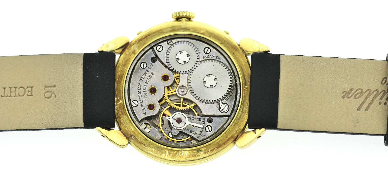 Movado CalendromaticTriple Calendar 18k Gold 50er Jahre Vintage Herrenarmbanduhr – Bild 9