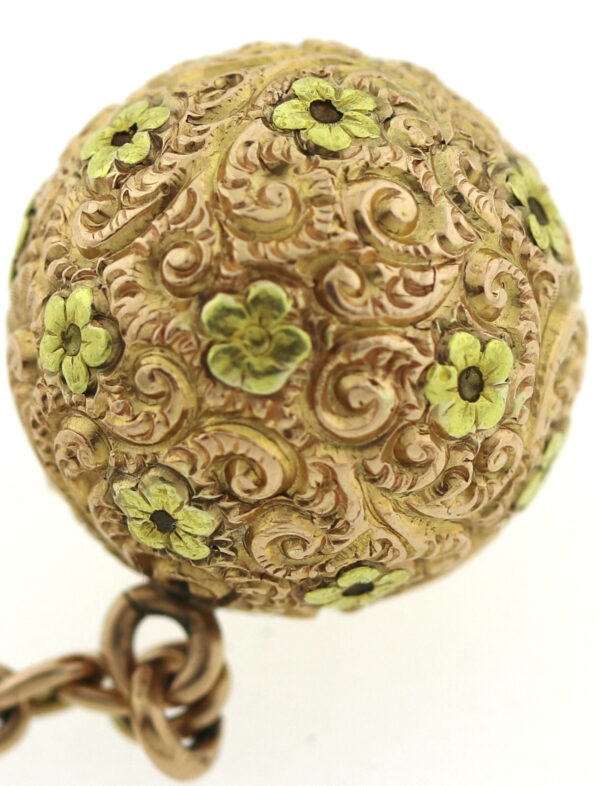 Rarität Lepine Le Roy Spindel Taschenuhr 18k Repousse Gehäuse mit Kette mind.14k – Bild 16