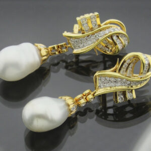 Ohrringe Ohrstecker 1,4 Karat Brillanten Südseeperlen 18k Gold Hand Made Unikat