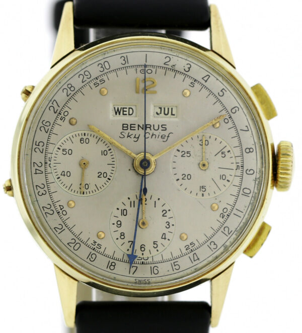 Benrus Sky Chief Kal. 72c Vintage Chronograph Triple Calendar 585/14k ultrarare – Bild 2