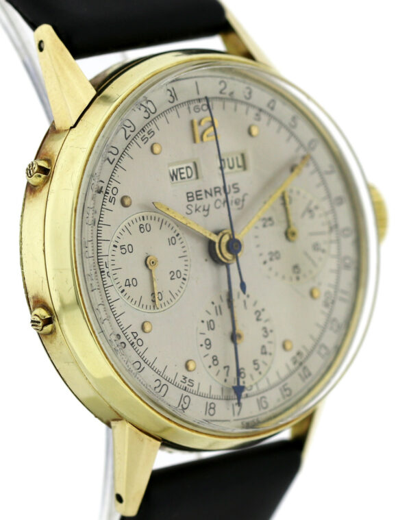 Benrus Sky Chief Kal. 72c Vintage Chronograph Triple Calendar 585/14k ultrarare – Bild 3