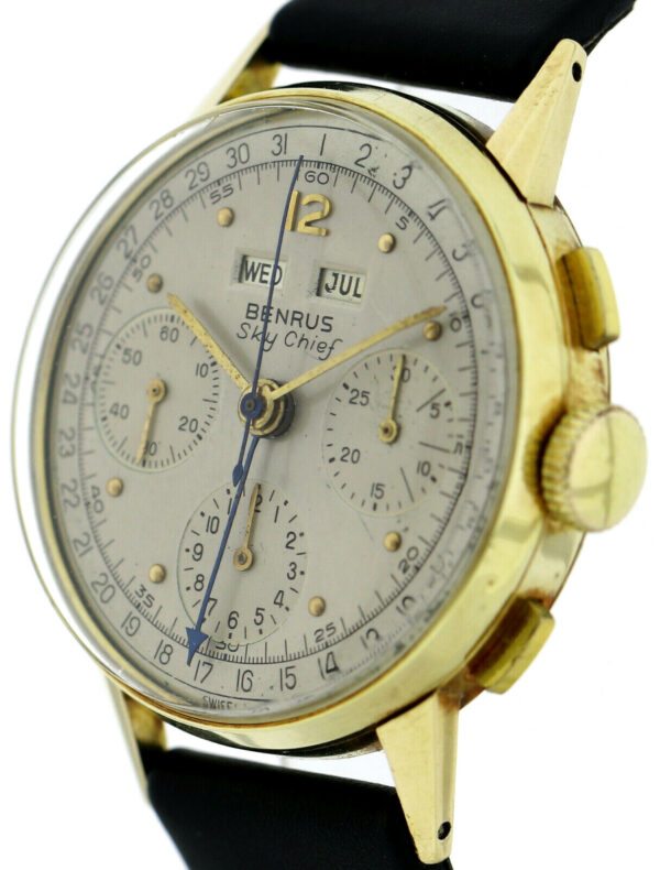 Benrus Sky Chief Kal. 72c Vintage Chronograph Triple Calendar 585/14k ultrarare – Bild 5