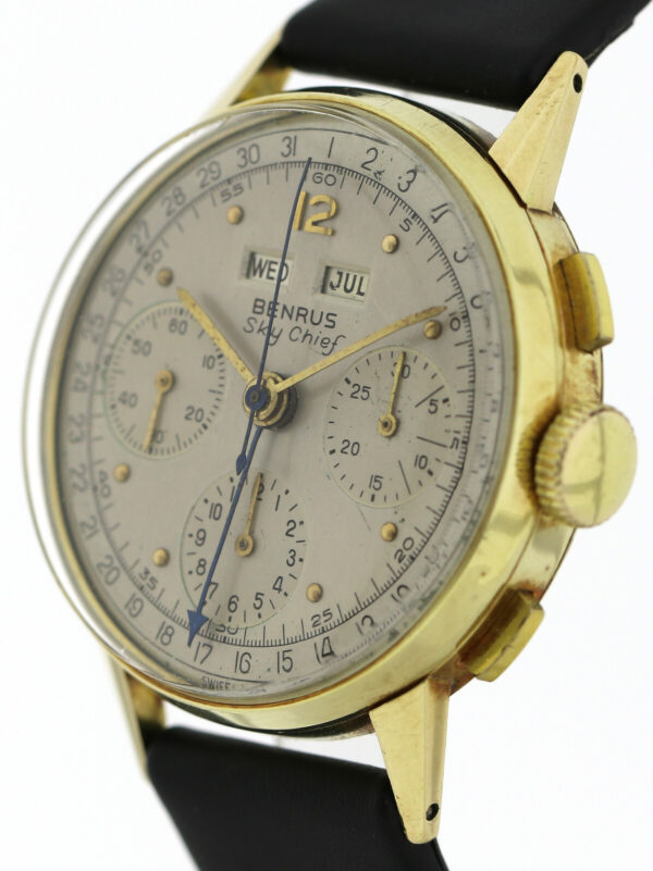 Benrus Sky Chief Kal. 72c Vintage Chronograph Triple Calendar 585/14k ultrarare – Bild 6