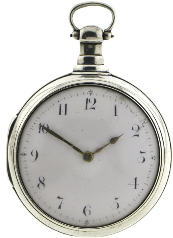 Ts.B. King Doppel Gehäuse Spindel Uhr in Silber 162,7g ca. 1805-1825 Ø 58mm – Bild 2
