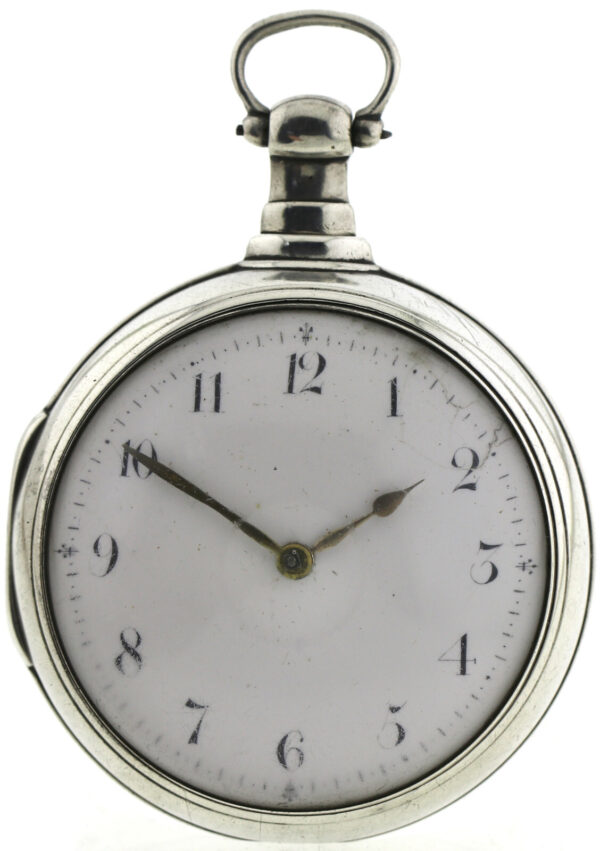 Ts.B. King Doppel Gehäuse Spindel Uhr in Silber 162,7g ca. 1805-1825 Ø 58mm – Bild 3