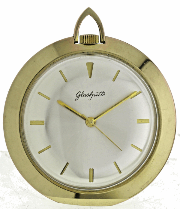 Rarität GUB Glashütte Taschenuhr Frackuhr Anhängeuhr Kal. 78 mit Box und Kette