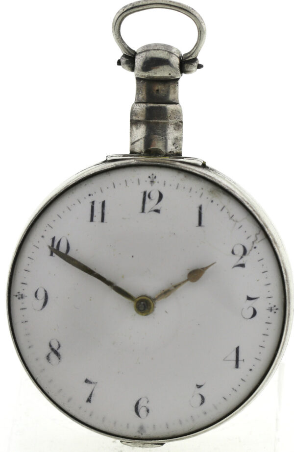 Ts.B. King Doppel Gehäuse Spindel Uhr in Silber 162,7g ca. 1805-1825 Ø 58mm – Bild 8