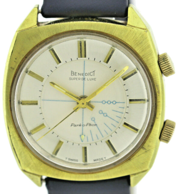 Benedict Super de Luxe Park-o-Phon Alarm-Wecker Vintage Herren- Armbanduhr – Bild 2