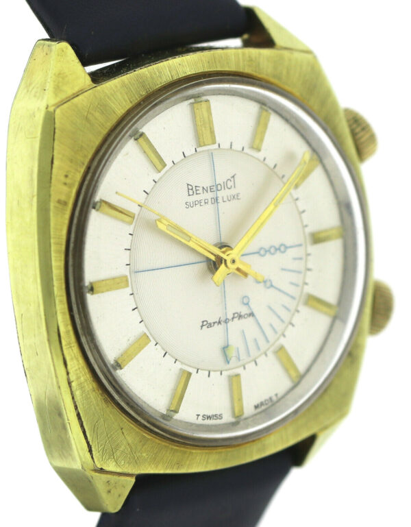 Benedict Super de Luxe Park-o-Phon Alarm-Wecker Vintage Herren- Armbanduhr – Bild 3