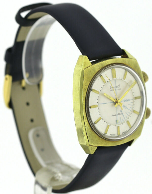 Benedict Super de Luxe Park-o-Phon Alarm-Wecker Vintage Herren- Armbanduhr – Bild 4