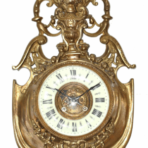 antike franz. Carteluhr vergoldete Bronze, mit Halbstundenschlag auf Glocke 60cm