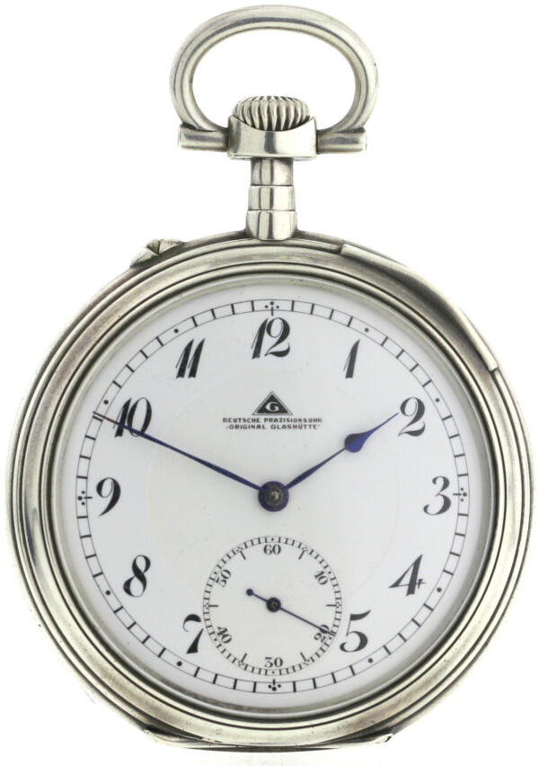 Rarität Deutsche Präzisionsuhr Original Glashütte offen 800er Silber 1A Qualität