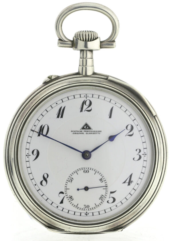Rarität Deutsche Präzisionsuhr Original Glashütte offen 800er Silber 1A Qualität – Bild 2