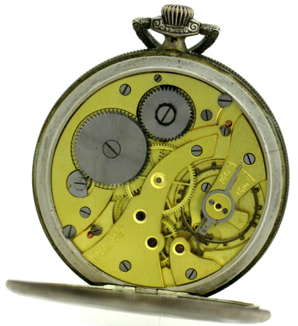 Union S.A. Soleure offene Art Deco Herren Taschenuhr 800er Silber Ø48mm selten – Bild 11