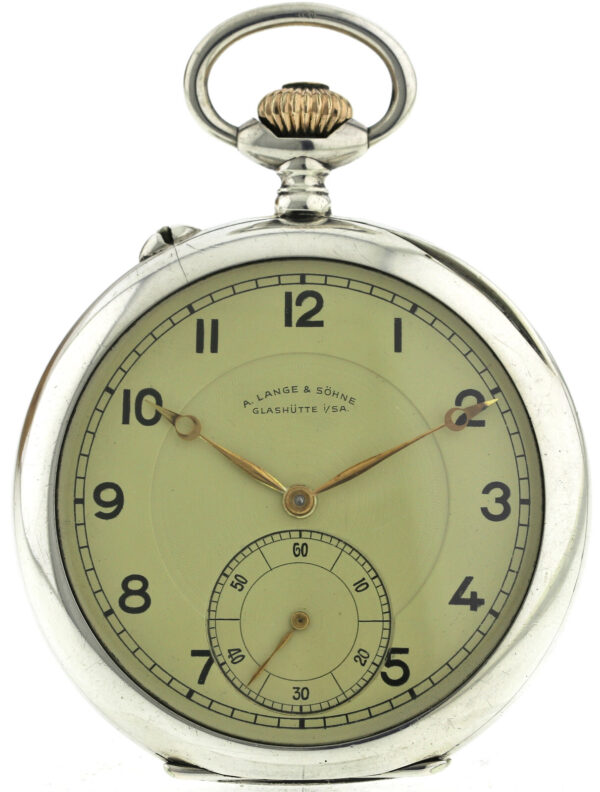 A.Lange & Söhne Glashütte offene 800er Silber Herren Taschenuhr 1B-C Werk ~1910