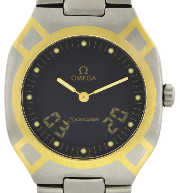 Omega Seamaster Polaris Multifunktion Stahl/750/18k Gold Quartz Uhr 36x32 Unisex