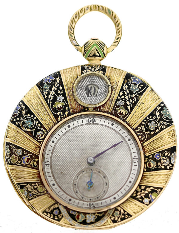 Louis Audemars Brassus Geneve Gold Emaille Taschenuhr springende Stunde Rarität – Bild 2