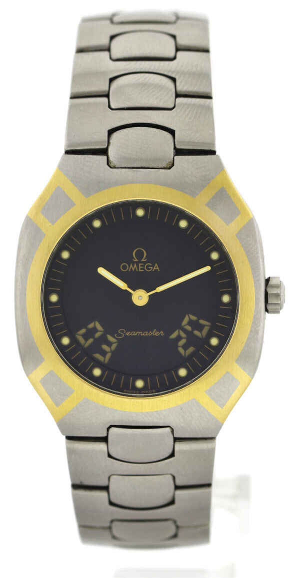 Omega Seamaster Polaris Multifunktion Stahl/750/18k Gold Quartz Uhr 36x32 Unisex – Bild 2