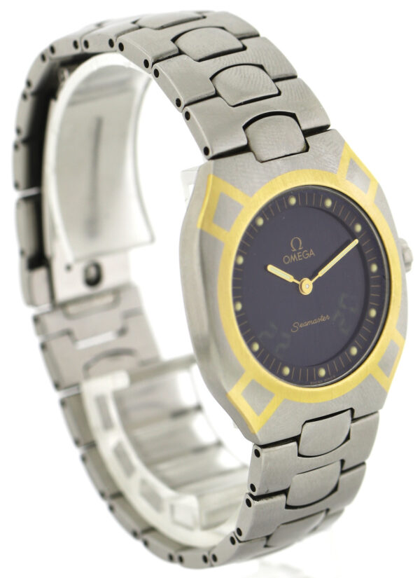 Omega Seamaster Polaris Multifunktion Stahl/750/18k Gold Quartz Uhr 36x32 Unisex – Bild 3