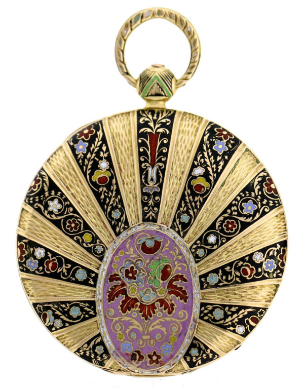 Louis Audemars Brassus Geneve Gold Emaille Taschenuhr springende Stunde Rarität – Bild 4