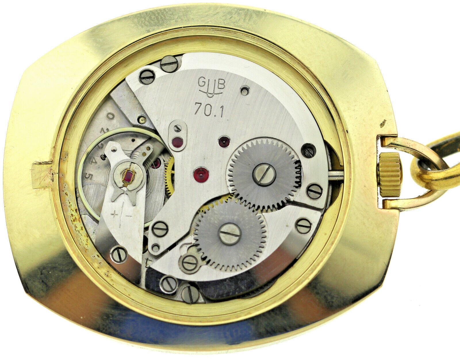 rare GUB Glashütte Kaliber 70.1 vergoldete Vintage Anhängeuhr Handaufzug 70er – Bild 5